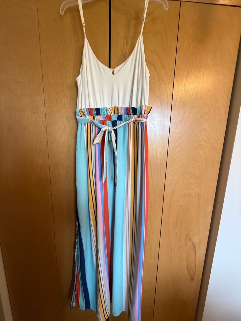 Main Strip Cream Maxi Dress Label Detail